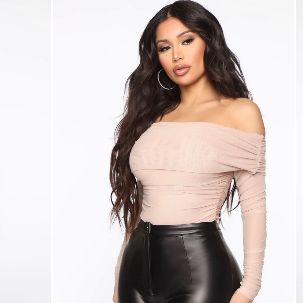 Brand New never worn off the shoulder ruched body suit